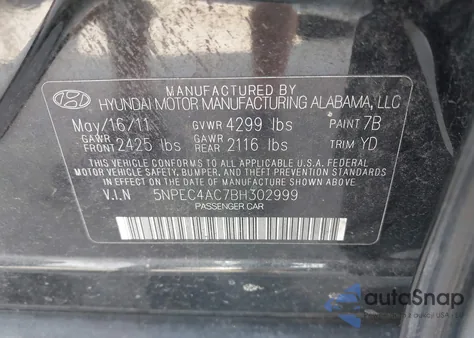 2011 Hyundai Sonata Limited from USA, damaged, VIN 5NPEC4AC7BH302999